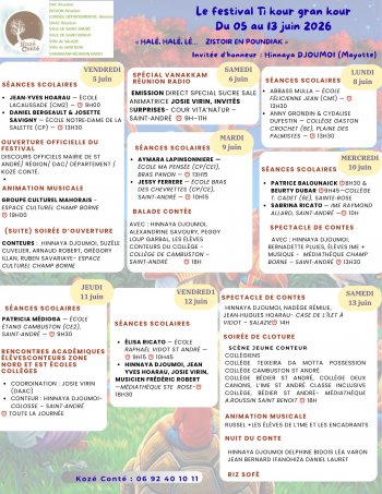 Programme détaillé du festival Ti kour Gran kour 